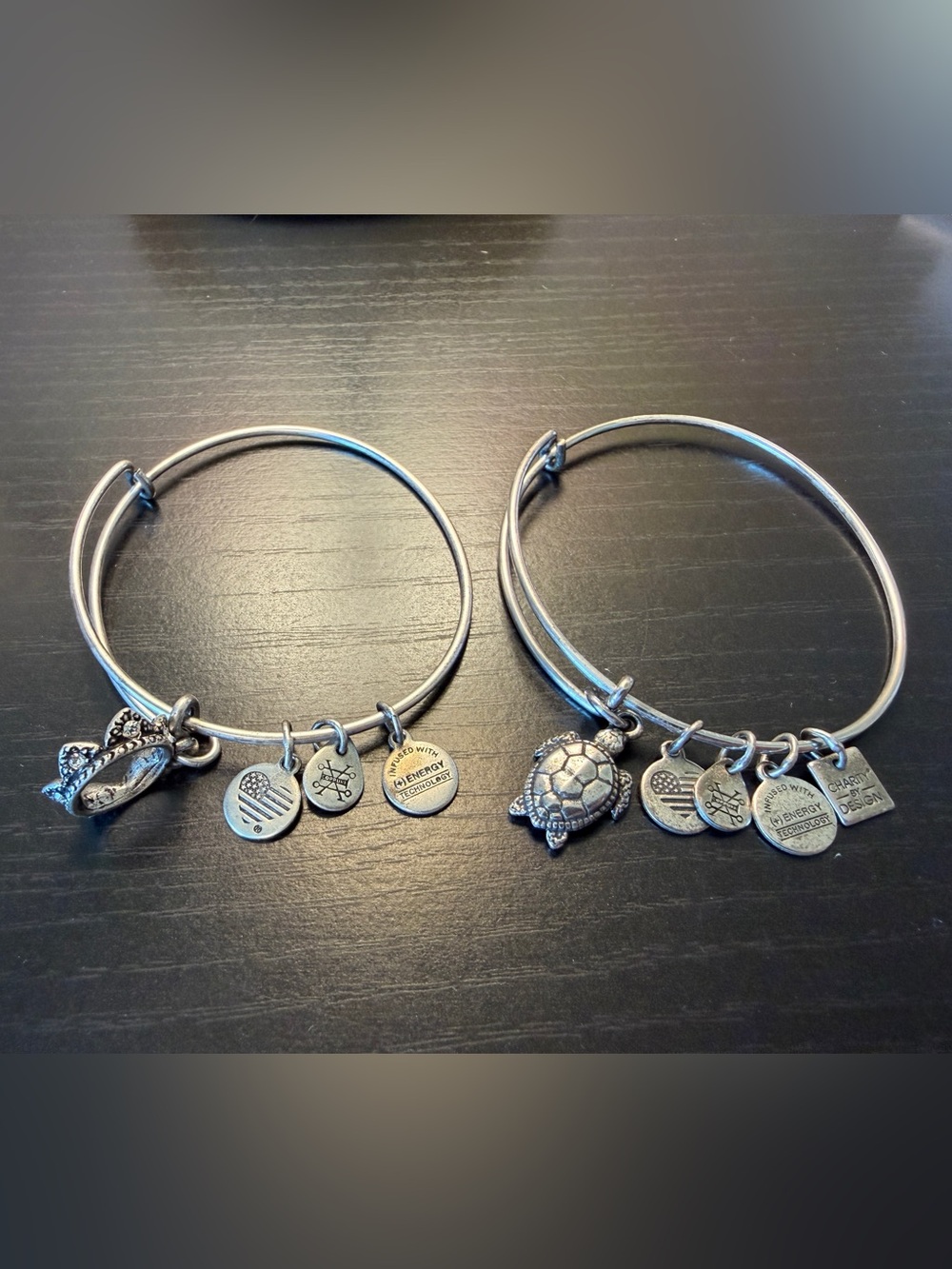 🐢👑 Alex and Ani Bangle Bundle — Sea Turtle & Crown Charm Bracelets